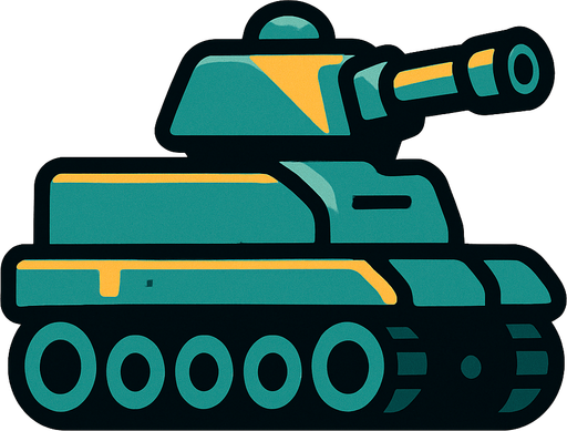 düz tank tekerlekleri olan iki parçalı tank.
In-Game asset.  2d.  High contrast.  No shadows