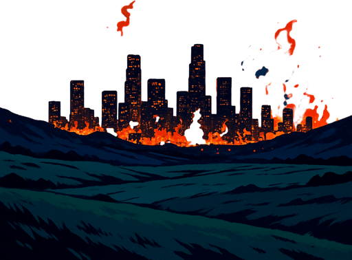 anime image style battlefield plains. on this distance as lost angeles burning city at night
In-Game asset.  2d.  High contrast.  No shadows