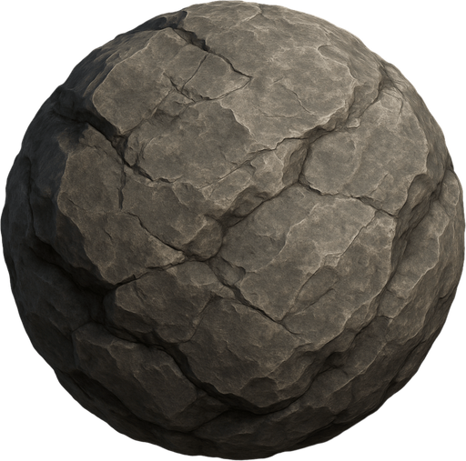 una roca circular muy realista.
In-Game asset.  2d.  High contrast.  No shadows