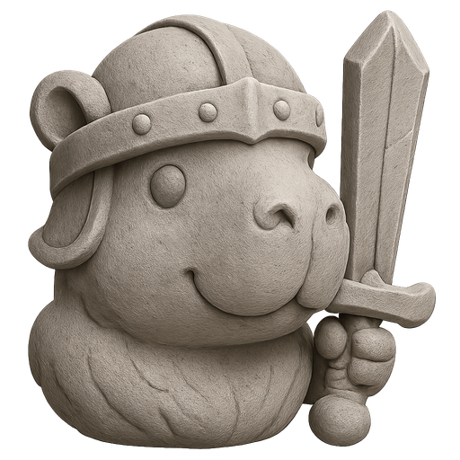 Recrealo en una escultura. Utiliza un estilo cartoon. Usas colores grises. Recuerda que es un capibara usas sus rasgos y formas. Damelo sin fondo