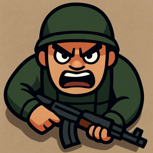 Yukardan bakış asker ve yüz ekle sinirli.
In-Game asset.  2d.  High contrast.  No shadows