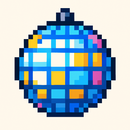 disco ball pixel art 2d.
In-Game asset.  2d.  High contrast.  No shadows
