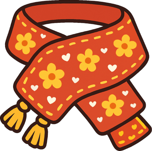 cute design scarf top view..
In-Game asset.  2d.  High contrast.  No shadows