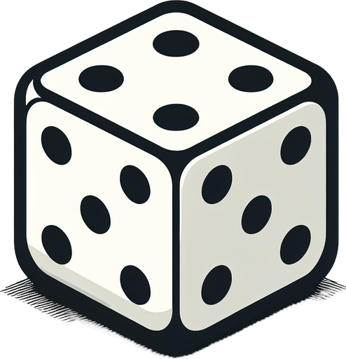six sided dice.
Single Game Texture. In-Game asset. 2d. Blank background. High contrast. No shadows.
