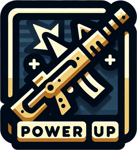 weapon power up icon.
Single Game Texture. In-Game asset. 2d. Blank background. High contrast. No shadows.