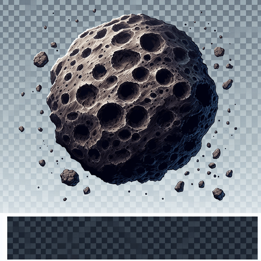 asteroid
Single Game Texture. In-Game asset. 2d. Transparent background. High contrast. No shadows.