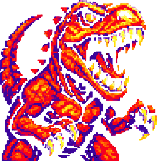 90'lardaki retro oyun dinazoru. vahşi olsun
In-Game asset.  2d.  High contrast.  No shadows