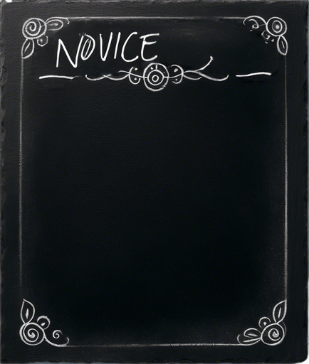 Text "NOVICE BLEND" in chalk, handwritten