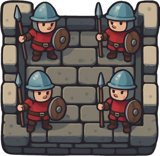 Este mismo pero agrega soldados muy pequeños sobre las torres