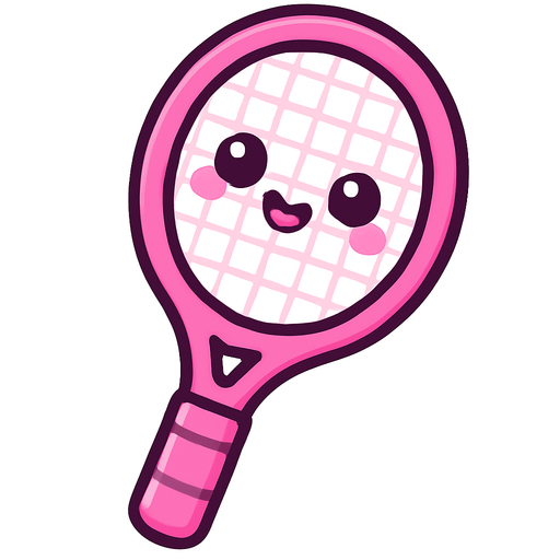 Raquette rose cute.
In-Game asset.  2d.  High contrast.  No shadows