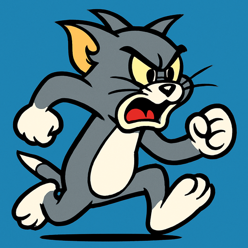 Sinirle koşan Tom.
In-Game asset.  2d.  High contrast.  No shadows