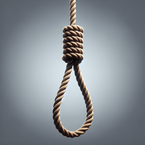 a hanging rope.
Single Game Texture.  In-Game asset.  2d.  Blank background.  High contrast.  No shadows