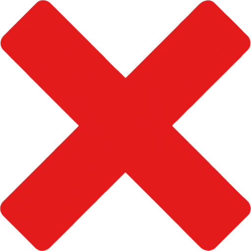 red X.
In-Game asset.  2d.  High contrast.  No shadows