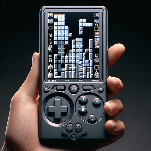 Photorealistic tetris handconsole, front view. Cut out the screen to transparent