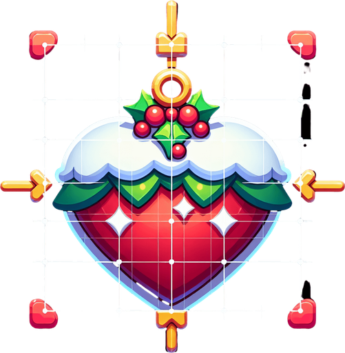 a heart christmas decoration. Single Game Texture. In-Game asset. 2d. Blank background. High contrast. No shadows.