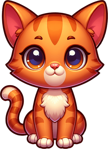 Very cute cat looking into camera. Full body cat. Cartoon art style. Ginger cat. No UI elements in the picture like popups, close buttons etc..
Single Game Texture. In-Game asset. 2d. Blank background. High contrast. No shadows.