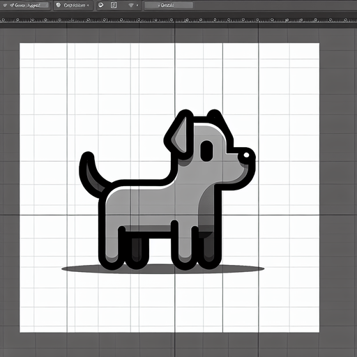 dog.
Single Game Texture. In-Game asset. 2d. Blank background. High contrast. No shadows.