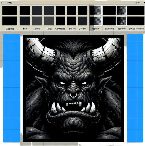 2d png black fanta bull orc anger taunt.
Single Game Texture.  In-Game asset.  2d.  Blank background.  High contrast.  No shadows