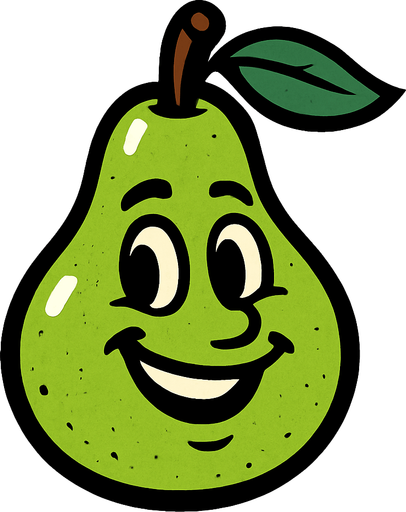 Pear with face.
In-Game asset.  2d.  High contrast.  No shadows