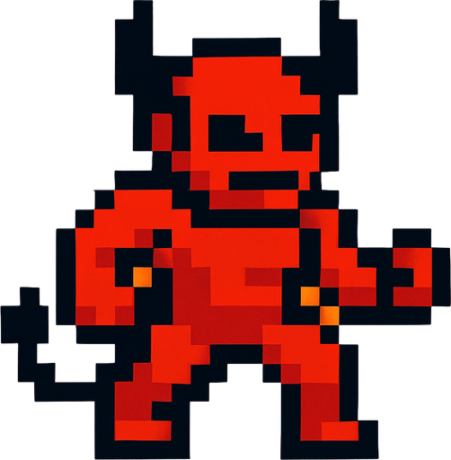 a hell player 2d pixel.
In-Game asset.  2d.  High contrast.  No shadows
