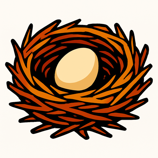 kuş yuvası.
In-Game asset.  2d.  High contrast.  No shadows