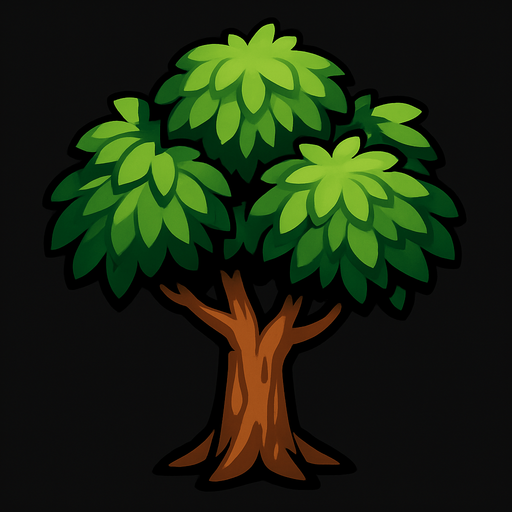 ağacın üst kısmı yapraklı 2d.
In-Game asset.  2d.  High contrast.  No shadows