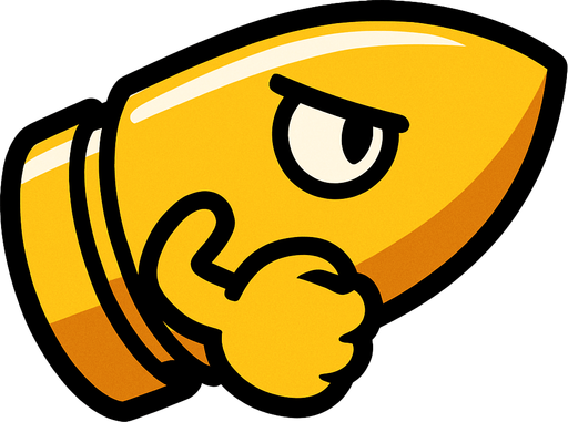una bala estilo cartoon.
In-Game asset.  2d.  High contrast.  No shadows