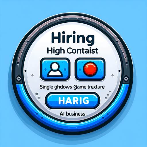 Create a button for hiring employees for an AI buisness.
Single Game Texture.  In-Game asset.  2d.  Blank background.  High contrast.  No shadows