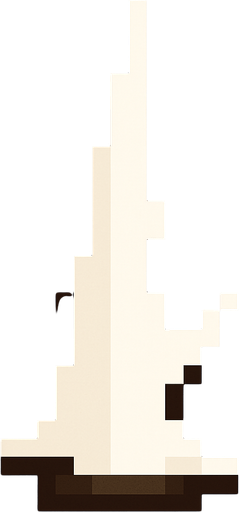 white thorn. flat. thick bottom. upright. pixel art..
In-Game asset.  2d.  High contrast.  No shadows
