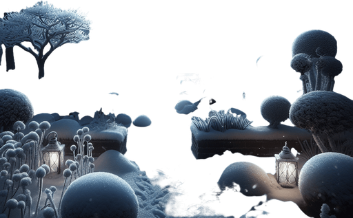 Photorealistic wonderfull Snowy winter garden at night