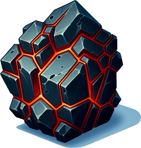 One rare ore.
Single Game Texture. In-Game asset. 2d. Blank background. High contrast. No shadows.