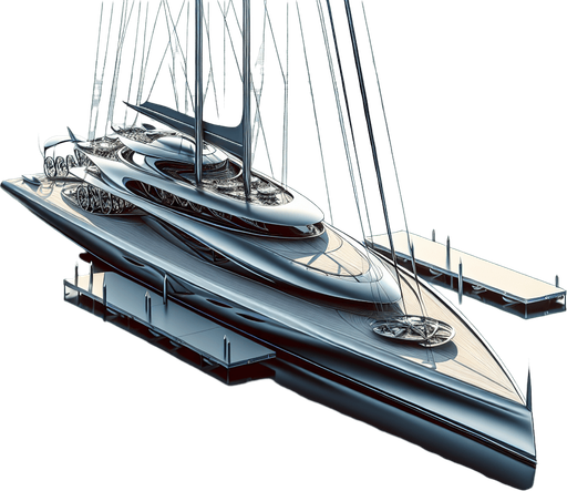 A modern dream of a sailing boat. game illustration..
Single Game Texture. In-Game asset. 2d. Blank background. High contrast. No shadows.