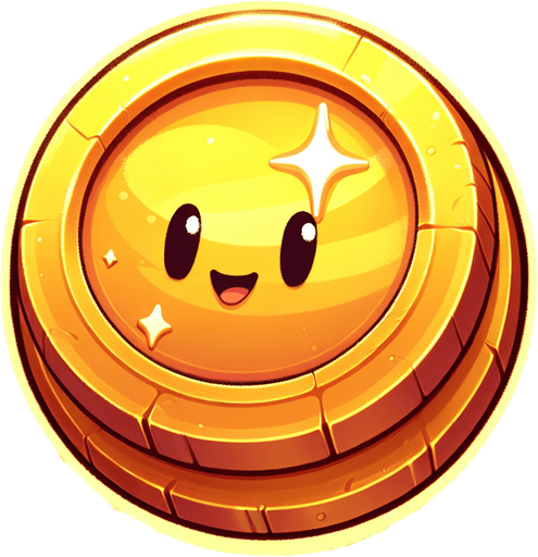 I need a 2D coin asset for my street racing game on the UPIT FRVR platform. Please provide:

A collectible coin with a shiny, gold appearance

Optional details: glow, sparkle, or animation frame for spinning

It should be easily visible on the road, with good contrast on desert backgrounds

Scalable and loopable for pickup patterns

Style: cartoony or arcade-friendly, matching fast-paced racing gameplay.
Single Game Texture.  In-Game asset.  2d.  Blank background.  High contrast.  No shadows