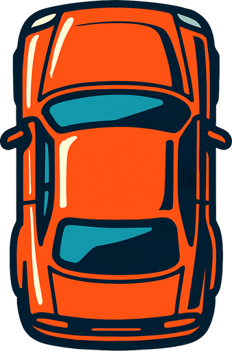 Car seen from above.
In-Game asset.  2d.  High contrast.  No shadows
