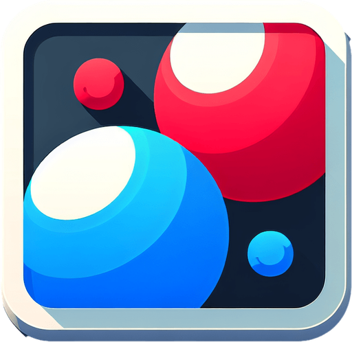 BouncyBall MG red and blu.
Single Game Texture.  In-Game asset.  2d.  Blank background.  High contrast.  No shadows