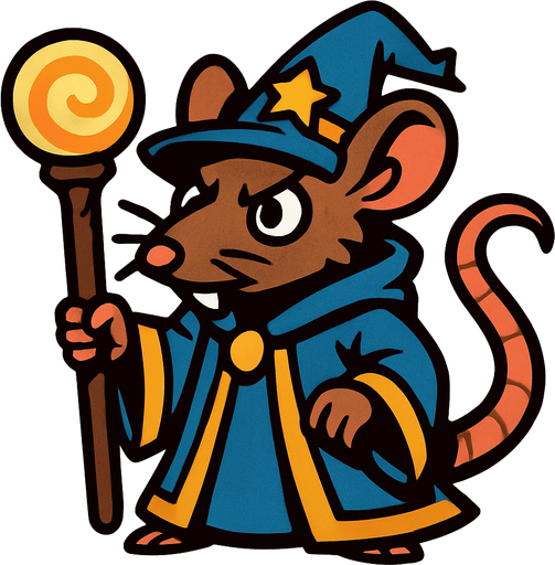 wizard rat.
In-Game asset.  2d.  High contrast.  No shadows