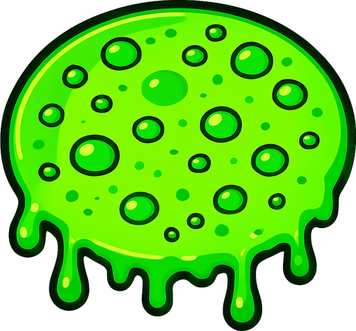 Poisonous green circular saliva. 2D. Top View..
In-Game asset.  2d.  High contrast.  No shadows