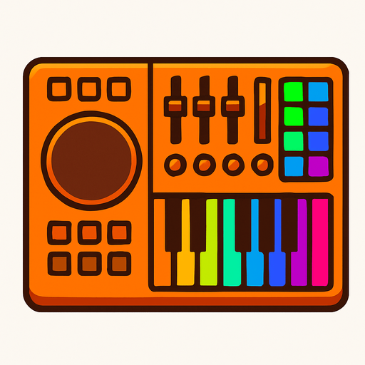 orange cool dj keyboard rgb keys.
In-Game asset.  2d.  High contrast.  No shadows