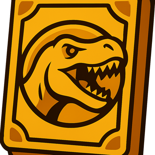 A Yellow card pack with a T-TEX in the center