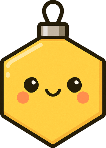 Perfectly hexagon yellow Christmas decoration. Cartoon style. Cute art style. Simple vector style.