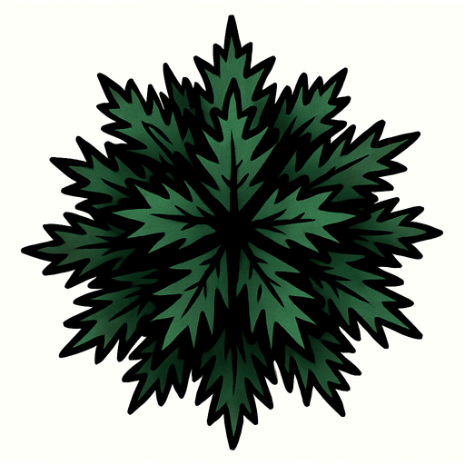 pine tree seen from above.
In-Game asset.  2d.  High contrast.  No shadows