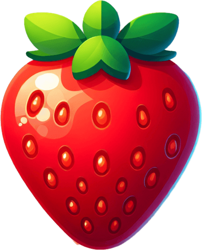 A Delicious strawberry..
Single Game Texture. In-Game asset. 2d. Blank background. High contrast. No shadows.