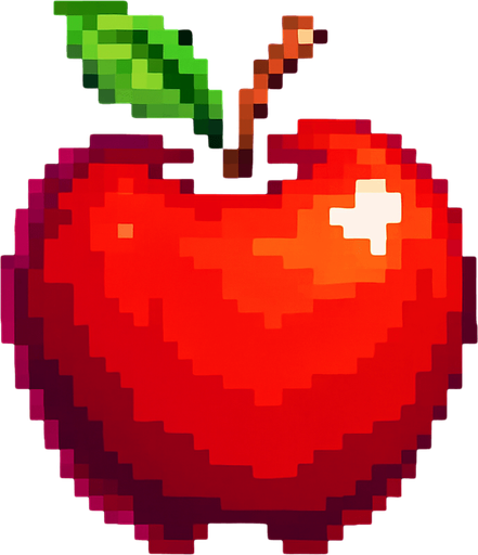 Quiero una manzana roja, en estilo 32 bits.
In-Game asset.  2d.  High contrast.  No shadows