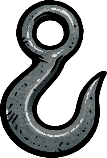 steel hook.
In-Game asset.  2d.  High contrast.  No shadows
