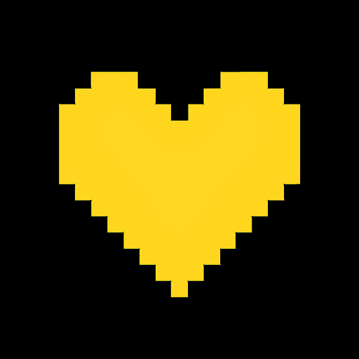Yellow heart Undertale.
In-Game asset.  2d.  High contrast.  No shadows