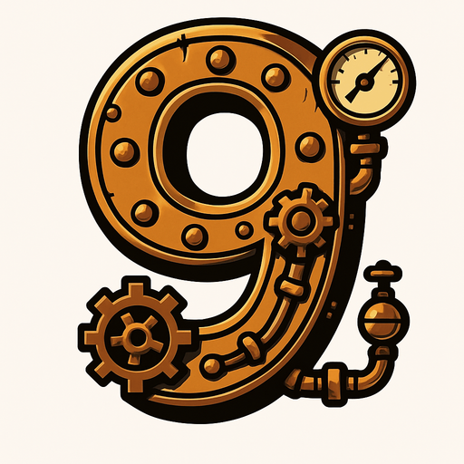numero 9 en estilo steampunk.
In-Game asset.  2d.  High contrast.  No shadows