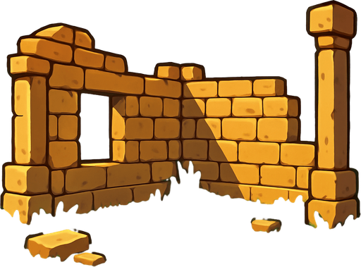 Create a beautiful place with grassy, earthy views, but it should not have a roof; it should have walls..
In-Game asset.  2d.  High contrast.  No shadows