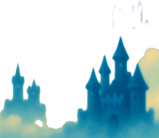cielo con castillos y nubes de fondo, que se vea borroso.
In-Game asset.  2d.  High contrast.  No shadows