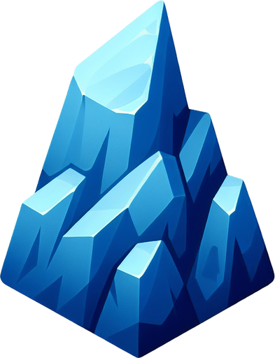 A peaked blue rock. Cartoon style..
Single Game Texture.  In-Game asset.  2d.  Blank background.  High contrast.  No shadows