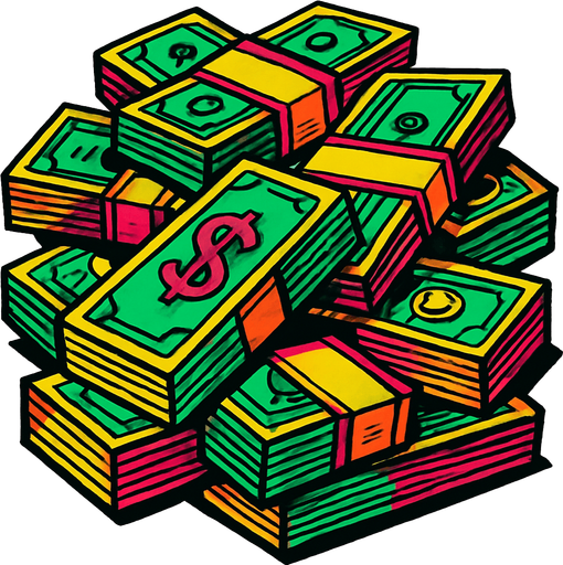 Pile of money.
High contrast.  No shadows